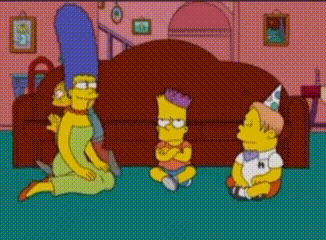 bart simpson is wearing a party hat in a cartoon scene