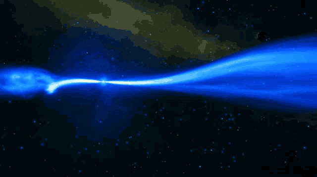 a blue light is coming from a black hole in space