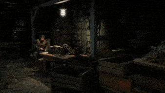 a dark room with a sign that says apen