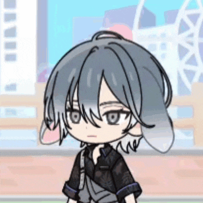 a cartoon character with long hair and ears is standing in front of a roller coaster .