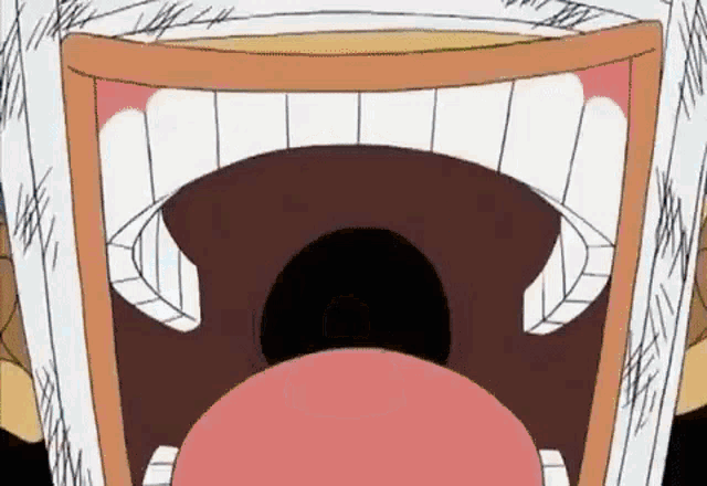 a close up of a cartoon character 's mouth with his mouth open