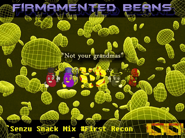 a video game called firmamented beans has a quote from not your grandmas on the screen