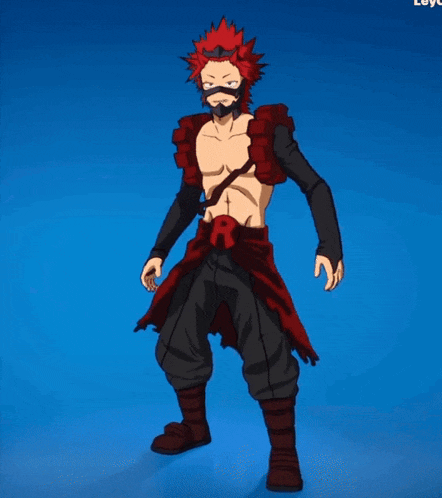 a cartoon of a man with red hair and a belt with the letter r on it