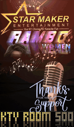 a poster for star maker entertainment shows a microphone and says thanks for your support