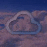 a cloud icon is floating in the sky above a cloudy sky .