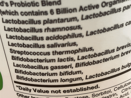 a bottle of probiotic blend which contains 6 billion active bacteria