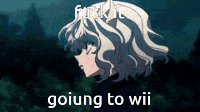 a picture of a girl with the words fuck it going to wii