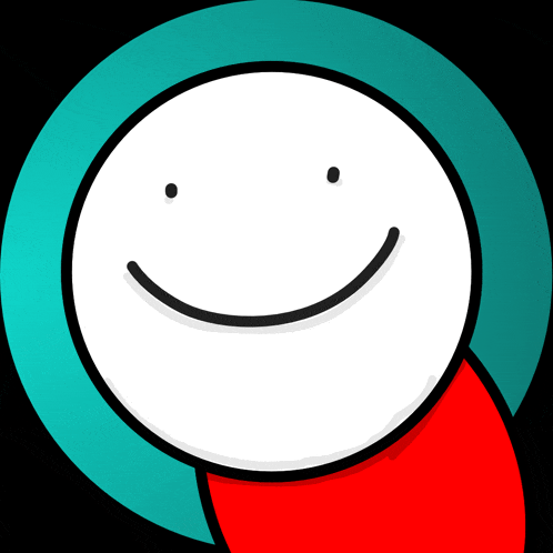 a cartoon drawing of a smiling face with a red stomach
