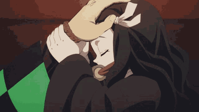 a man holds a woman 's head with his hand in a cartoon