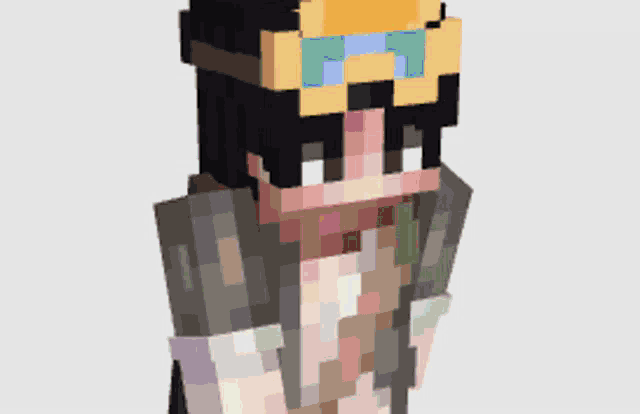 a pixel art of a person wearing sunglasses with a rainbow background