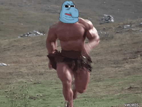 a very muscular man with a cartoon face on his face