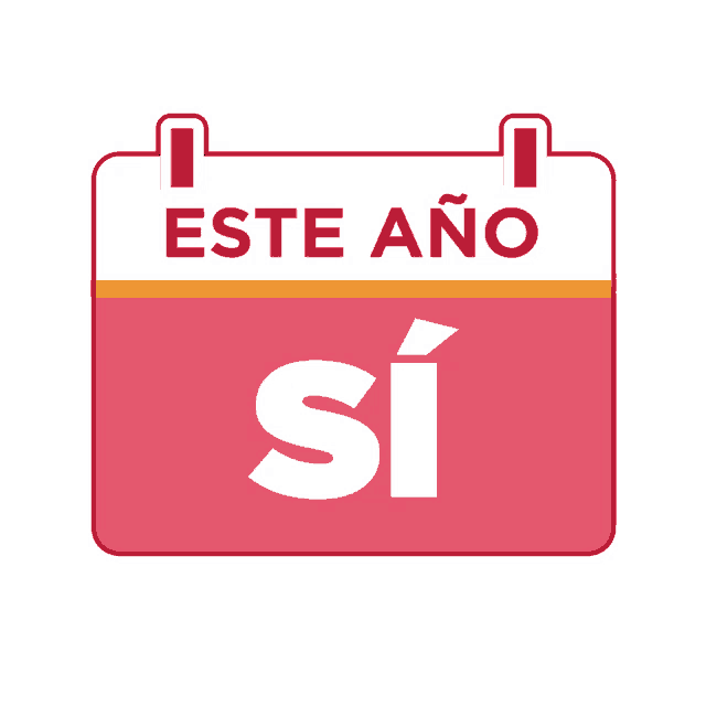 a red and white calendar with the words este ano si on it
