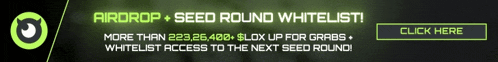 an advertisement for airdrop seed round whitelist with a click here button