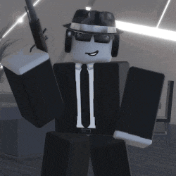 a cartoon character in a suit and tie holding a gun