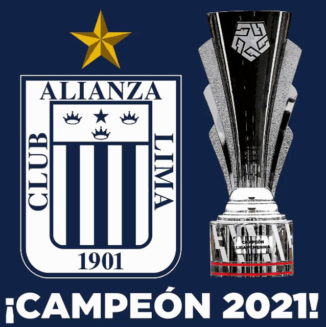 a logo for alianza lima with a trophy in front of it