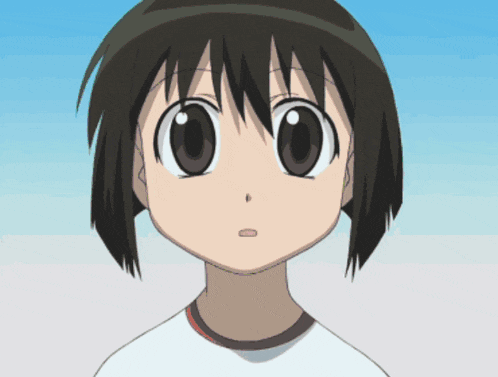 a cartoon character with short hair and big eyes