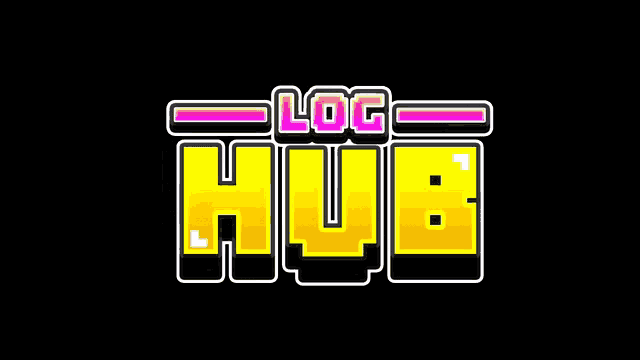 a logo for log hub is displayed on a black screen