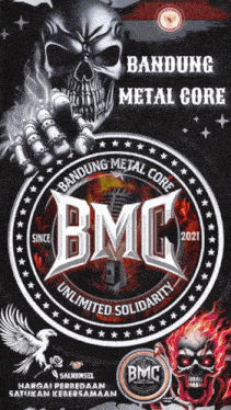 a poster with a skull and the words ' bandung metal core ' on it