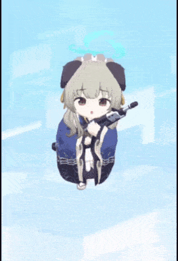 a girl with bunny ears is holding a sword