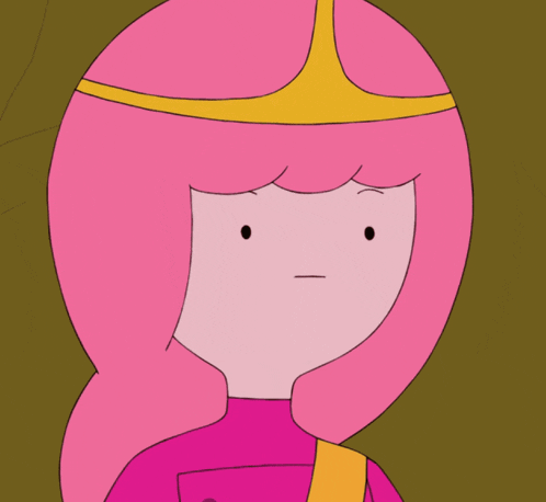 a girl with pink hair and a crown on her head