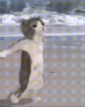 a painting of a cat standing on its hind legs
