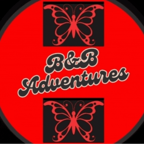 a red circle with the words b & b adventures on it