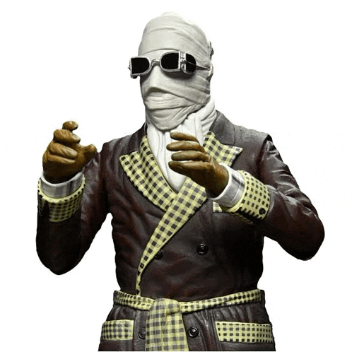 a statue of a man with a bandaged head and sunglasses