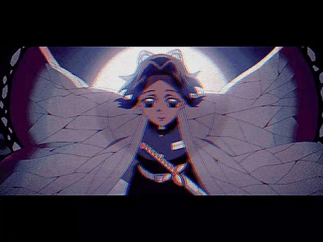 a girl with butterfly wings and a sword in her hand