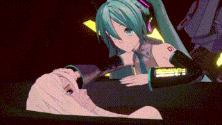 a girl with the number 01 on her chest is kissing another girl