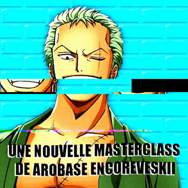 a poster with a cartoon character and the words une nouvelle masterclass de arobase encoreveskii