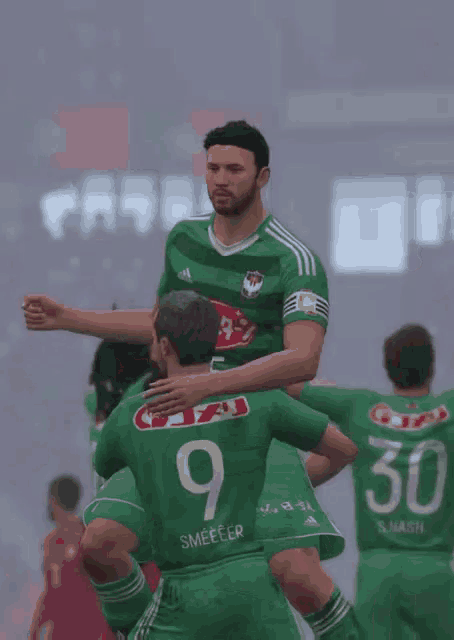 a soccer player with the number 9 on their jersey