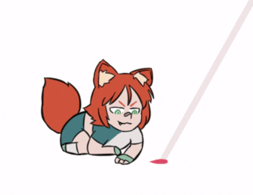 a cartoon of a fox laying on the ground with blood on the floor