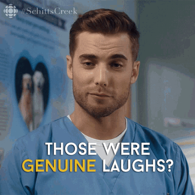 a woman in scrubs says sometimes yeah in yellow letters