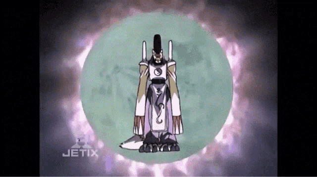 a cartoon character with the word jetix on the bottom left