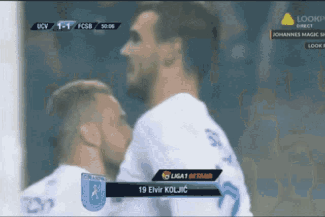 a soccer game between ucv and fcsb is being shown