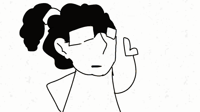 a black and white drawing of a person 's face with a brush