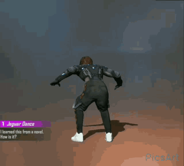a person in a jaguar dance costume is dancing in a video game