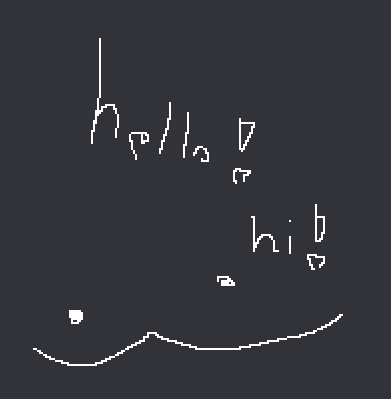 a black background with the words hello and hi written in white