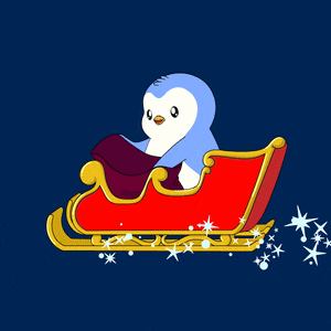a penguin in a sleigh with merry christmas written below it
