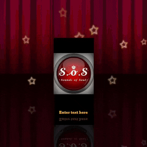 a red button with s.o.s. sounds of soul on it