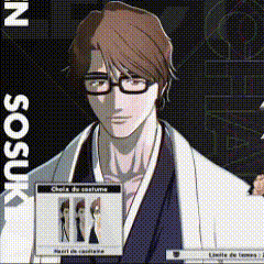a man wearing glasses and a kimono has the name sosuka on the bottom