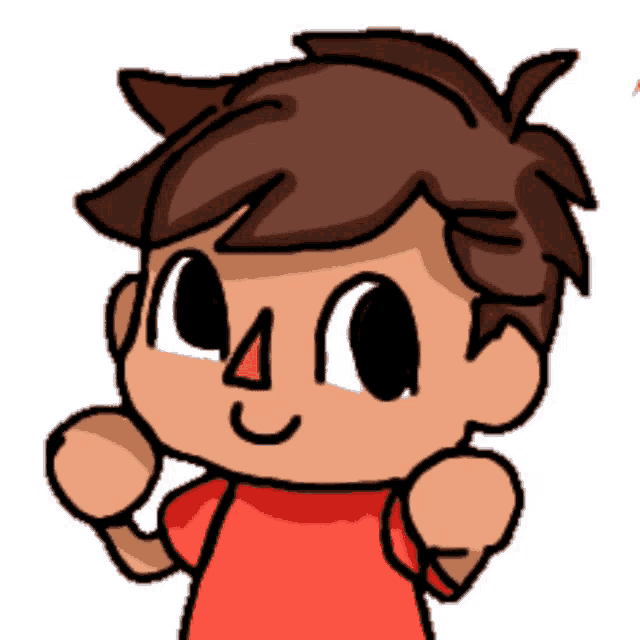 a cartoon drawing of a boy with brown hair