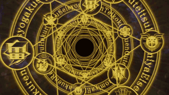 a circle with a black hole in the middle has the word yogakua on it