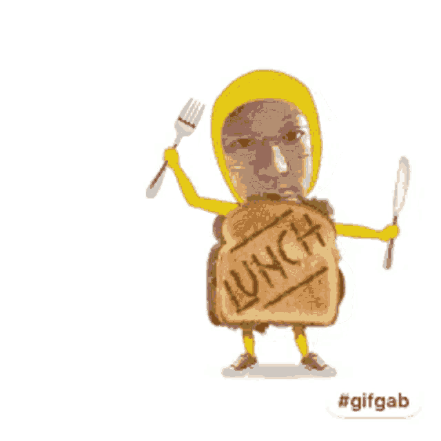 a cartoon of a sandwich with the word lunch on it