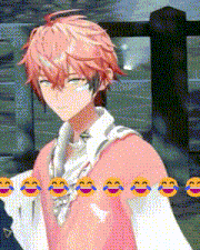 a boy with red hair is standing in front of a fence with a row of laughing emojis around him .