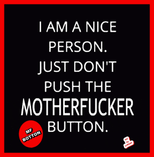 a poster that says " i am a nice person just don 't push the motherfucker button "