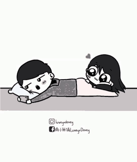 a cartoon of a man laying on a bed next to a woman laying on the floor