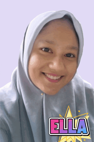 a woman wearing a hijab and a shirt that says ella on it