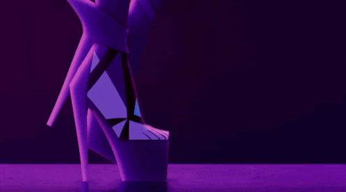 a pair of purple high heels with a geometric pattern