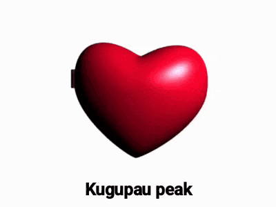 two heart shaped buttons with a picture of a man and a woman and the words " kudupau peak " underneath